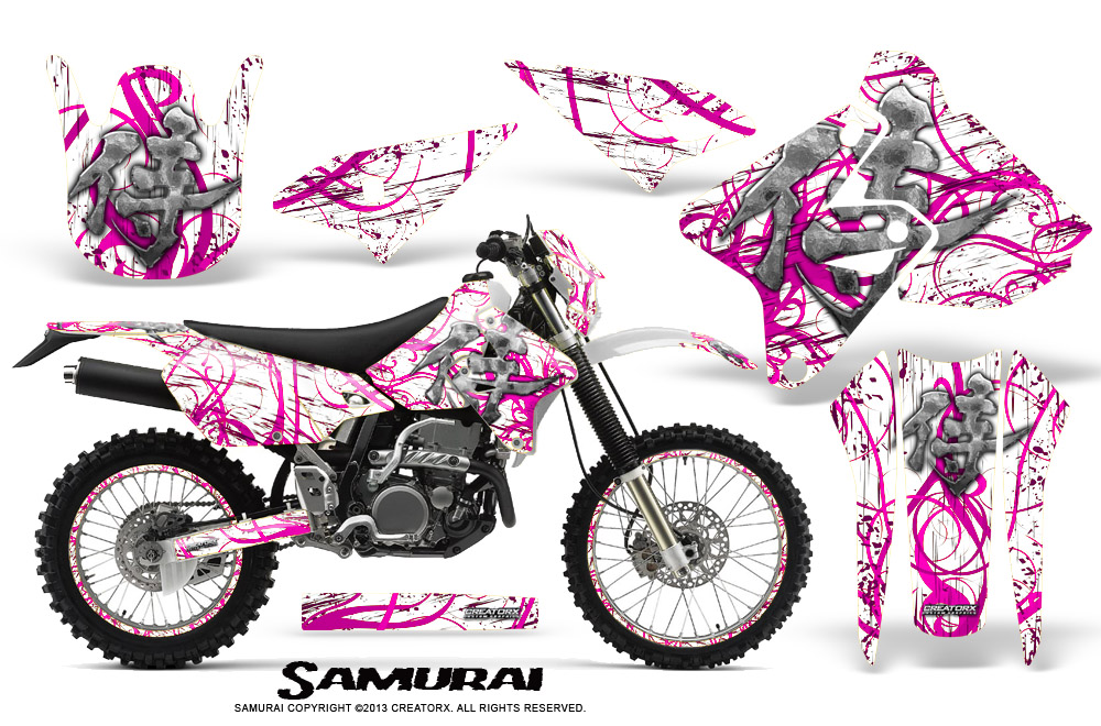 Suzuki DRZ400 Enduro Graphics Kit Samurai Pink White NP Rims